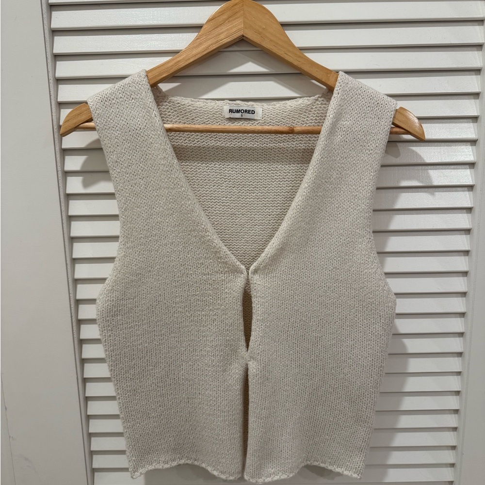 Rumored Ivory Knit V-Neck Top